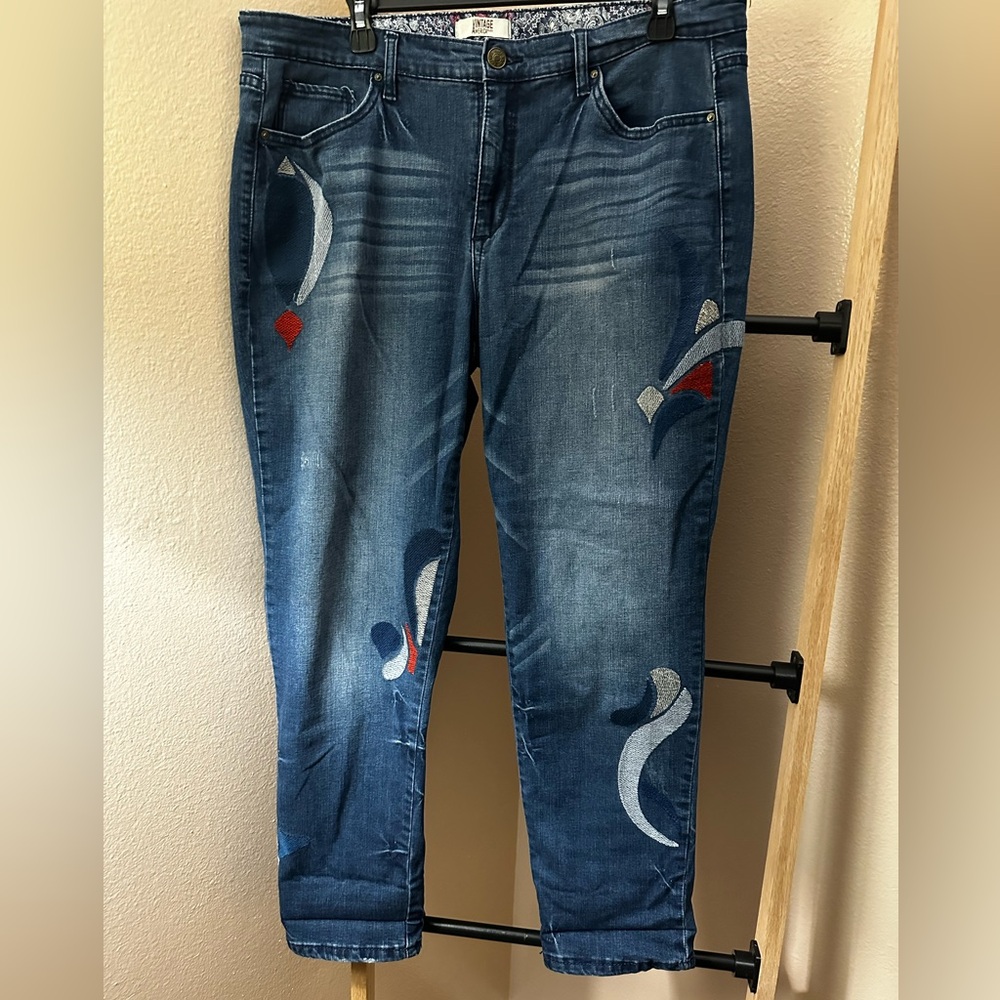 Vintage America | Size 14R/32 Missy | Colorful Stitching